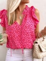 Leopard Print V-Neck Short Sleeve T-Shirt Tank Top