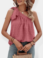 Latest Coquette Trend-Chic Asymmetrical Shoulder Bow Top