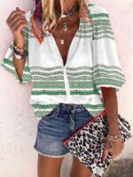 Casual Striped Printed Shirt Tops Clothing