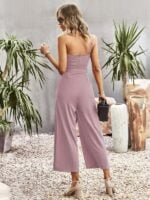 One-Shoulder Tie Solid Color Jumpsuit for Women