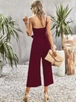 One-Shoulder Tie Solid Color Jumpsuit for Women