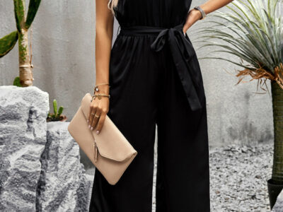 Elegant Solid Color V-Neck Jumpsuit