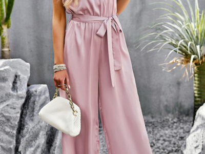 Elegant Solid Color V-Neck Jumpsuit