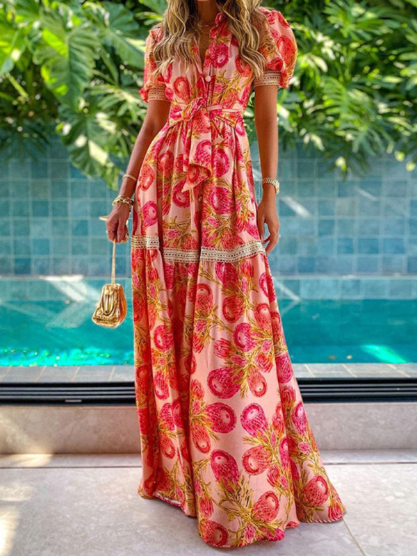 Chic Bohemian Floral Print Maxi Dress