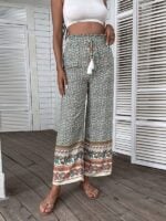 Bohemian Ethnic Print Wide Leg Pants for Women