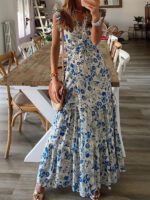 Floral Print Casual Dress with a Touch of Elegance