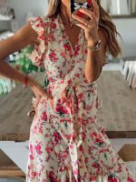 Floral Print Casual Dress with a Touch of Elegance