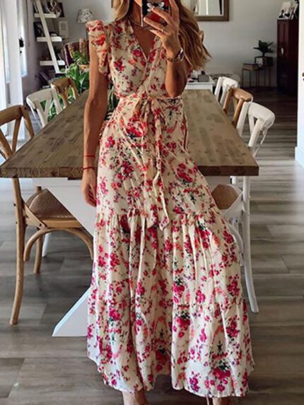 Floral Print Casual Dress with a Touch of Elegance