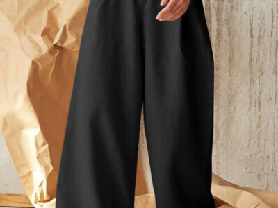 Chic High Waist Wide-Leg Pants with Single-Breasted Button Closure in a Solid Color for Casual Style