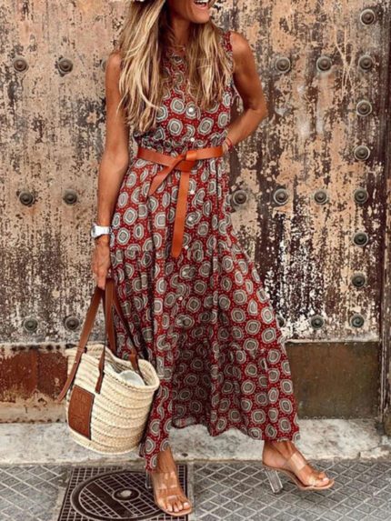 Relaxed Bohemian Summer Polka Dot Dress