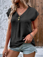 Summer Dolman Sleeves V-Neck Button Top | Loose and Casual Shirts