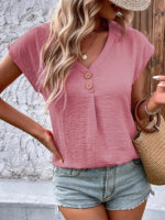 Summer Dolman Sleeves V-Neck Button Top | Loose and Casual Shirts