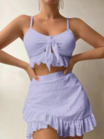 Three-Piece Swimsuit Set with Hip-Hugging Skirt