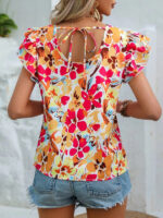 Floral Print Double Layer Short Sleeve Shirt