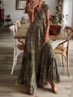 Bohemian Floral Print Maxi Dress with a Flowy Waist