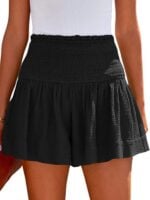 Solid Color Pleated High Waist Wide Leg Shorts