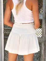 Solid Color Pleated High Waist Wide Leg Shorts