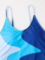 Colorblock Drawstring One-Piece Swimsuit for Women