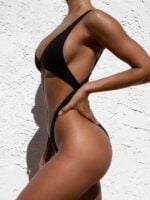 Solid Color Halter One-Piece Swimsuit for a Sexy Beach Look