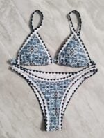 Digital Printing Crochet Split Swimsuit-New Bikini Split Swimsuit