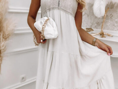 Summer Breeze- Sleeveless Lace-Trimmed Loose Dress