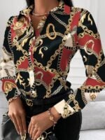 Stylish Printed Lapel Long Sleeve Shirt