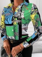 Stylish Printed Lapel Long Sleeve Shirt