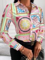 Stylish Printed Lapel Long Sleeve Shirt