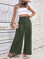 High-Waisted Wide-Leg Pants with Belt