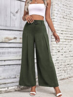 High-Waisted Wide-Leg Pants with Belt