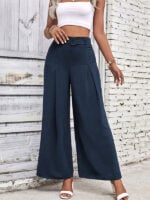 High-Waisted Wide-Leg Pants with Belt