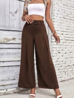 High-Waisted Wide-Leg Pants with Belt