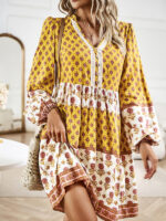 Bohemian Beauty Loose Print Midi Dress with a Casual Flair