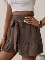 Trendy Ruffled Solid Color Shorts for a Fresh Fashion Look