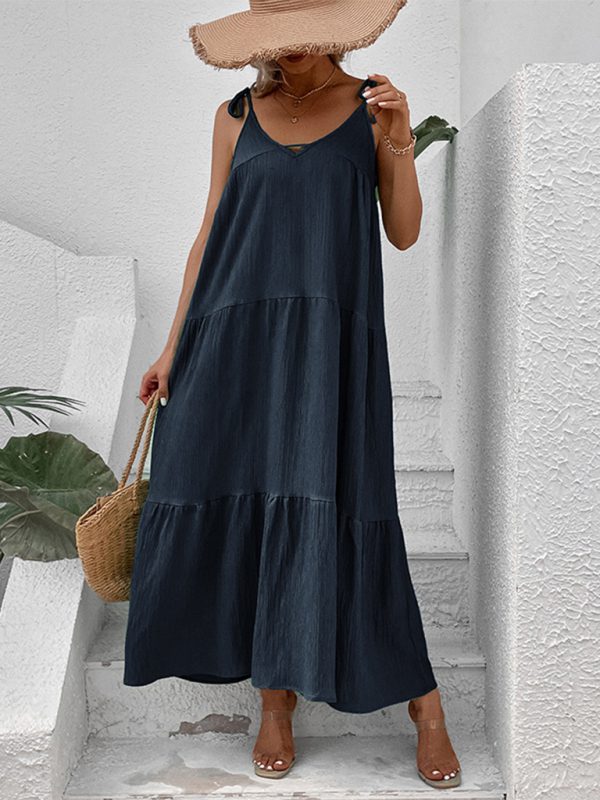 Strappy Round-Neck Sleeveless Dress in Minimalist Design