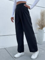 Fashion Solid Color Waist Casual Pants