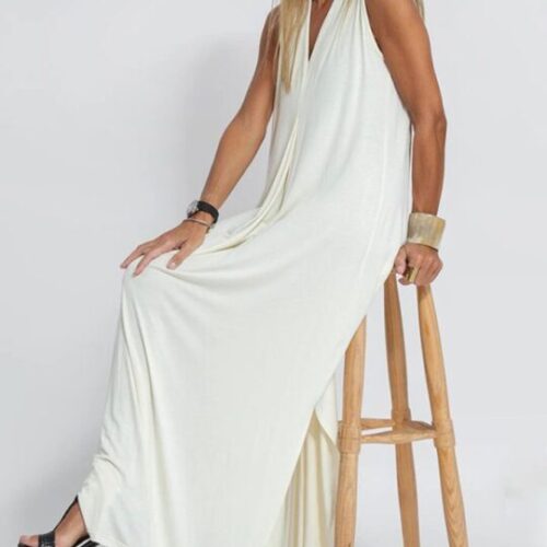 New Solid Color Pullover V-Neck Dress for Any Occasion