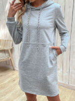 New Long-Sleeved Stitching Hooded Sweater Dress