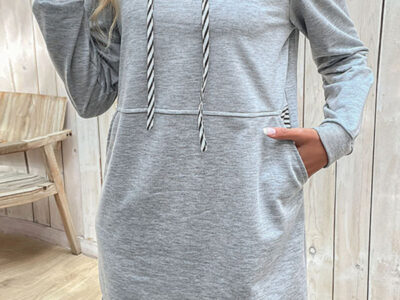 New Long-Sleeved Stitching Hooded Sweater Dress