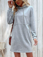 New Long-Sleeved Stitching Hooded Sweater Dress