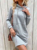 New Long-Sleeved Stitching Hooded Sweater Dress