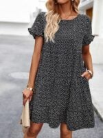 Chic- Relaxed Loose Layered Print Dress for Effortless Style