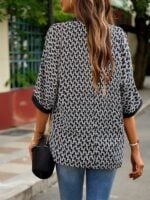 Printed Shirt Femininity Commuter Short Sleeve Top