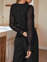 Elegant Black Stitching See-Through Slim Women’s Jumpsuit