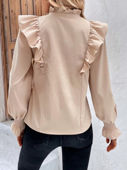 Ruffled Tie Long Sleeve Blouse Chic and Stylish Statement Piece