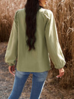 Chic Solid Color V-Neck Long-Sleeved Top for Stylish Commuting