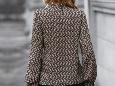 Leopard Print Long Sleeve Slim Shirt Trendy Fashion