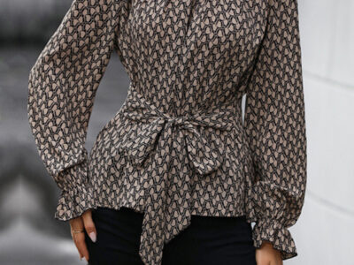 Leopard Print Long Sleeve Slim Shirt Trendy Fashion