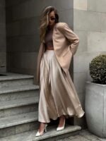 Elegant High-Waisted Satin Maxi Skirt