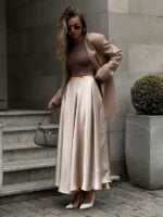 Elegant High-Waisted Satin Maxi Skirt